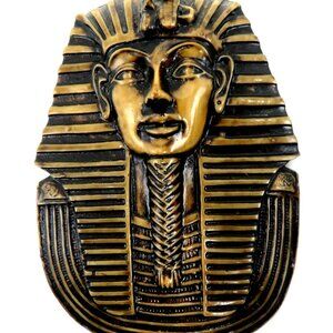PHARAOH King Tut Composite Wall Hanging Gold and Black EGYPTIAN Vintage 6"